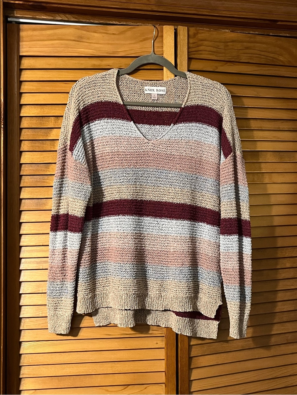 Knox Rose Open-Knit V-Neck Sweater